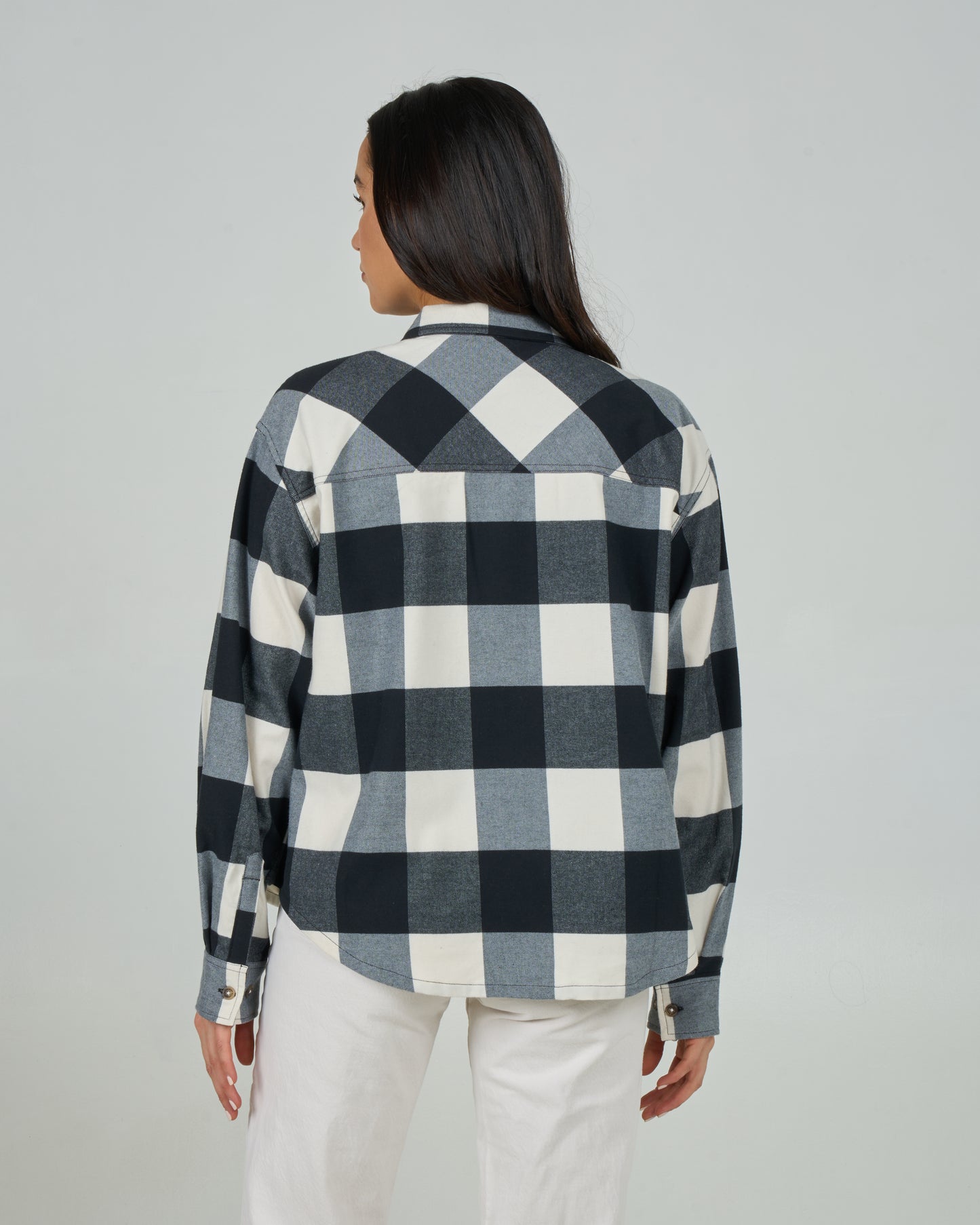 Back view of the Fathom Flannel - Off White. 