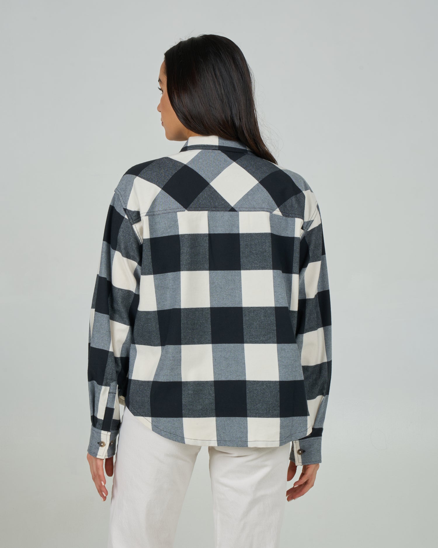 Back view of the Fathom Flannel - Off White. 
