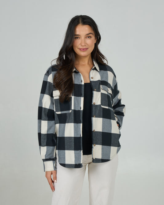 Front view of the Fathom Flannel - Off White. 