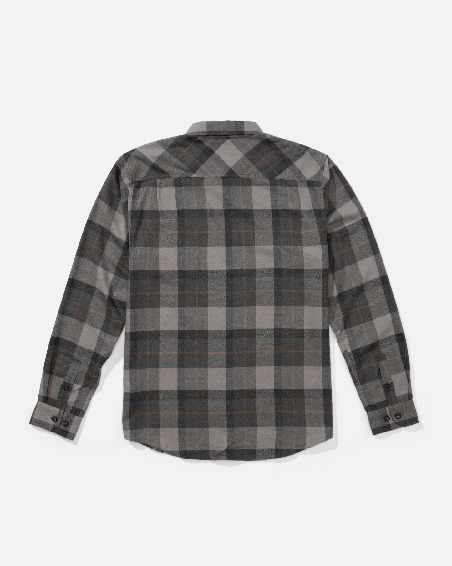 Back view of the Early Bird Flannel - Charcoal. 