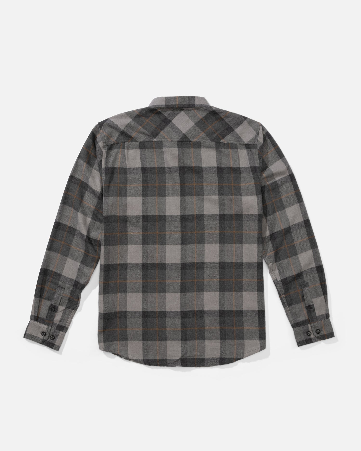 Back view of the Early Bird Flannel - Charcoal. 