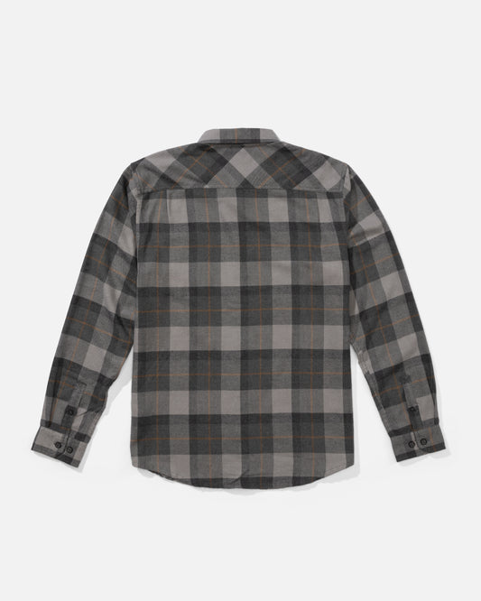 Back view of the Early Bird Flannel - Charcoal. 