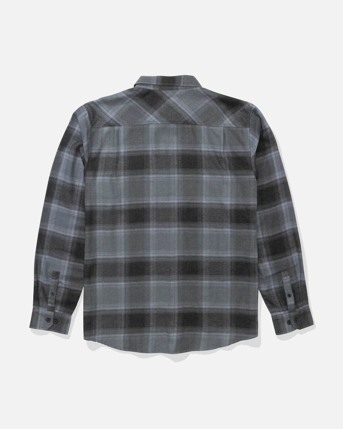 Back view of the Early Bird Flannel - Pirate Black. 