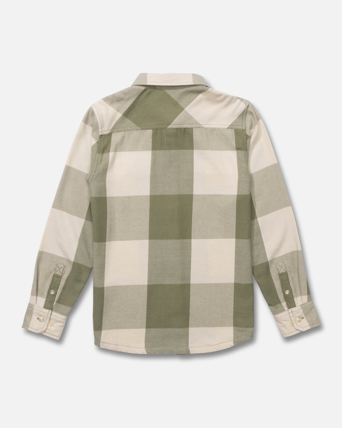 Back view of the Daybreak Boys Flannel - Birch Four Leaf Clover. 