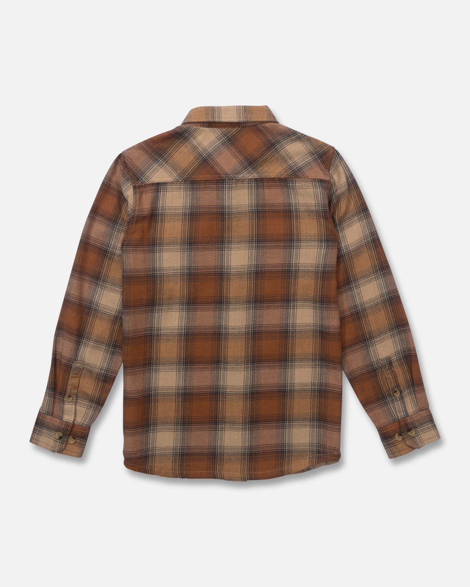 Back view of the Daybreak Boys Flannel - Friar Brown. 