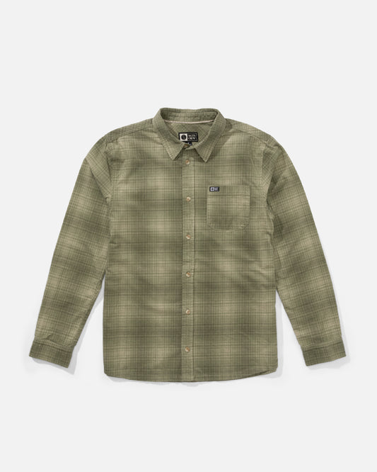 Front view of the Caster Long Sleeve Cord - Oil Green. 
