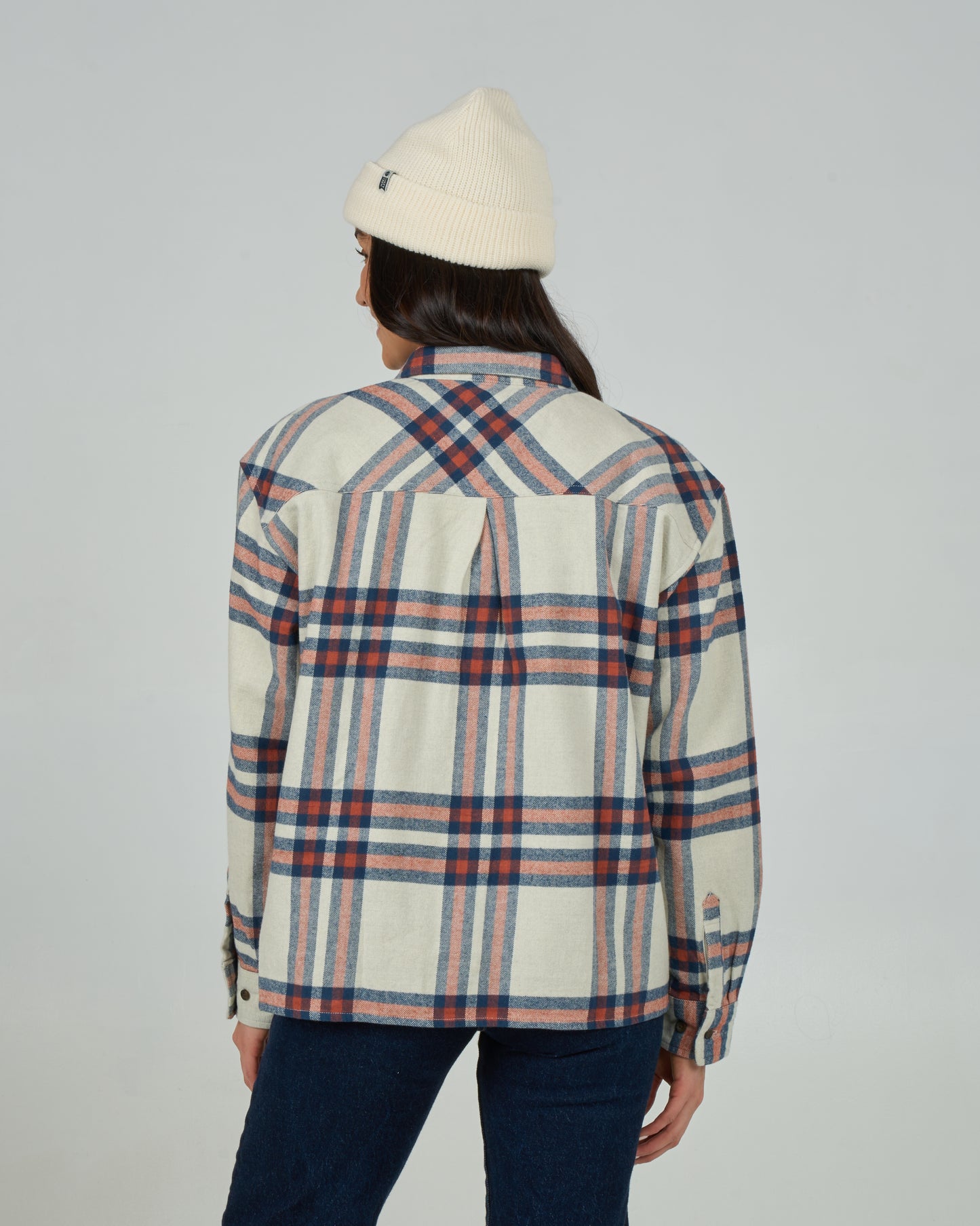 Back view of the Nomad Flannel - Midnight Navy. 