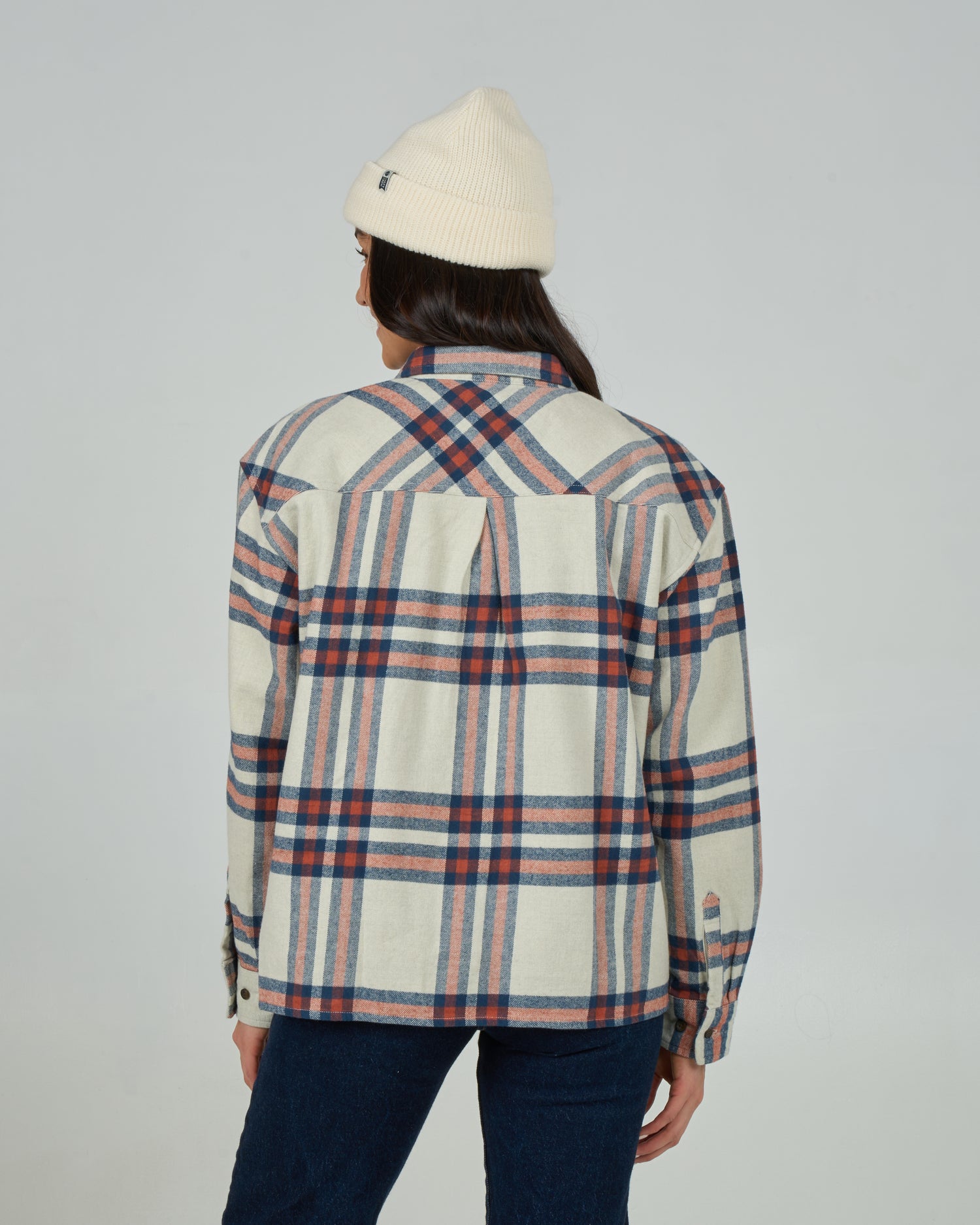 Back view of the Nomad Flannel - Midnight Navy. 