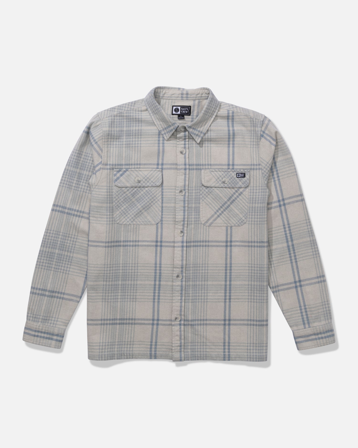 Front view of the Windward Flannel - Light Grey. 