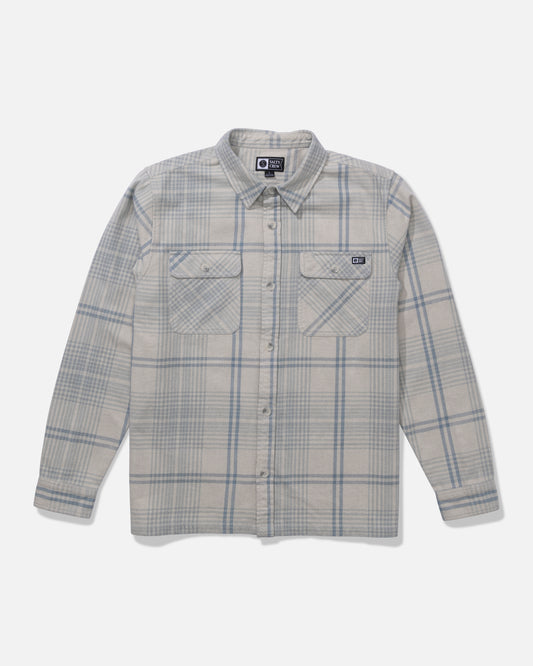 Front view of the Windward Flannel - Light Grey. 