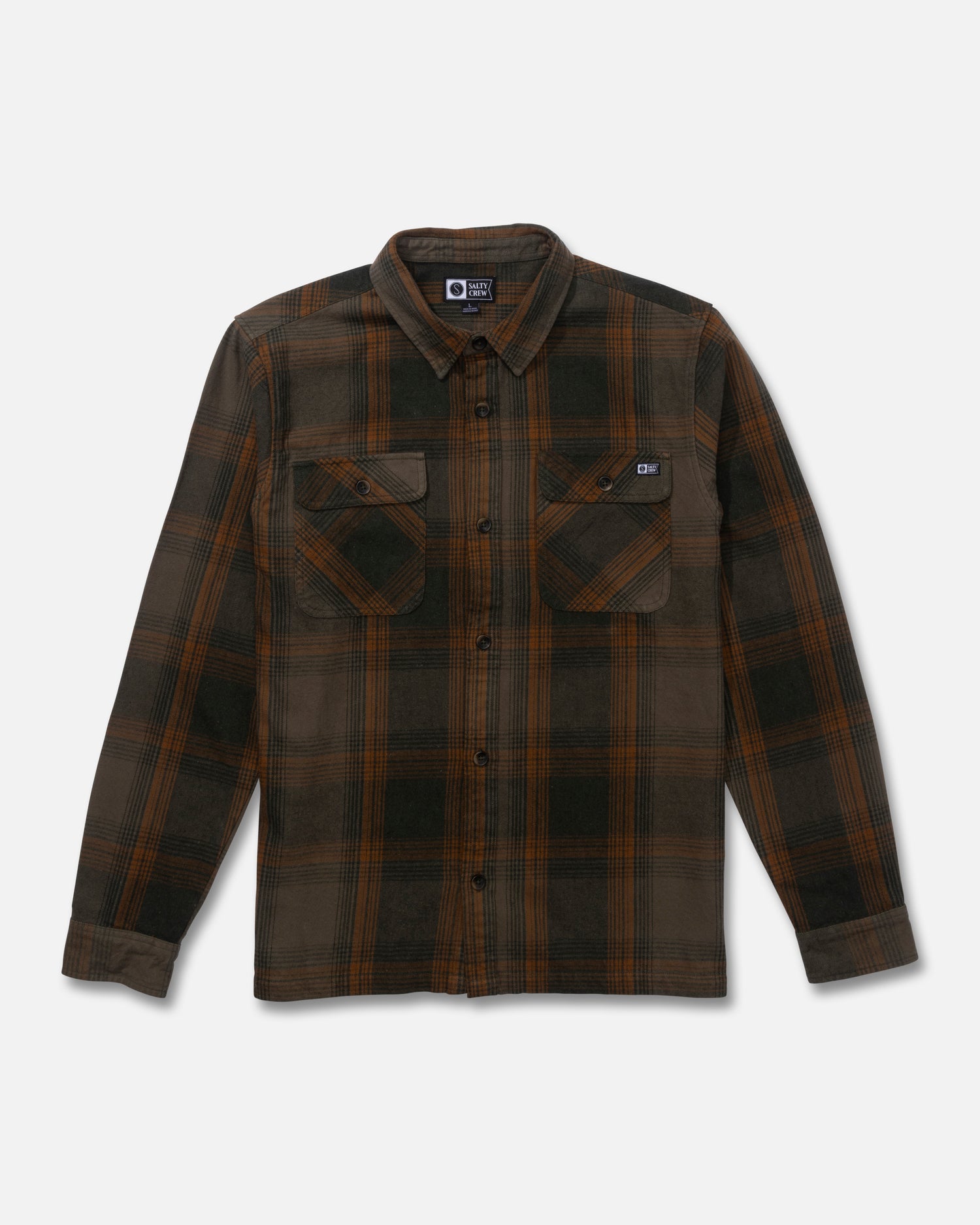 Front view of the Windward Flannel - Olive. 
