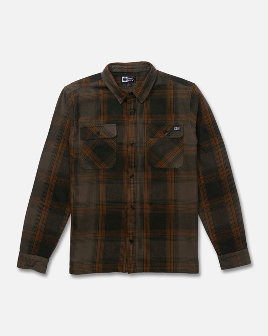 Front view of the Windward Flannel - Olive. 