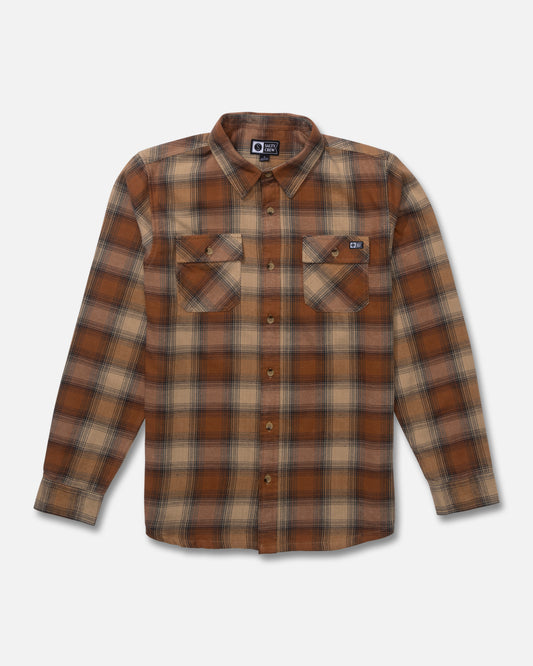 Front view of the Daybreak Flannel - Friar Brown. 