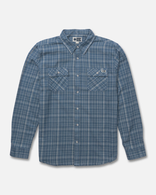 Front view of the Daybreak Flannel - Pilot Blue. 