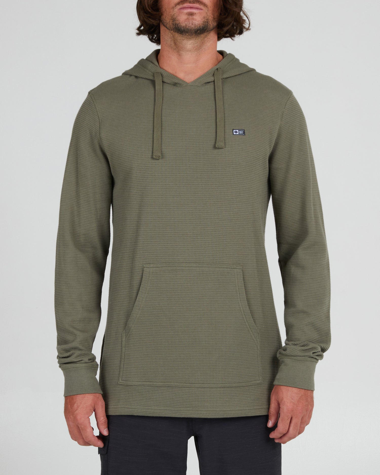 On body front of the Daybreak 2 Olive Hooded Thermal