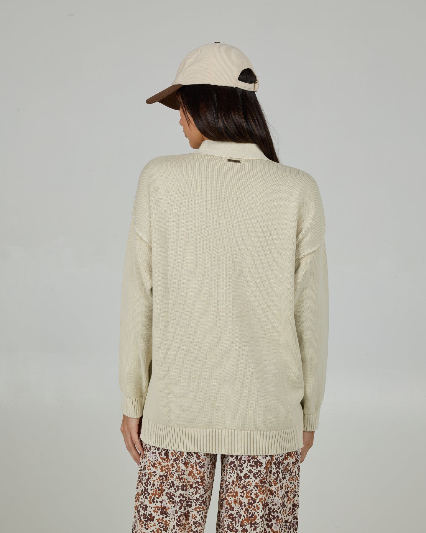 Back view of the Seaside Cardigan - Natural. 