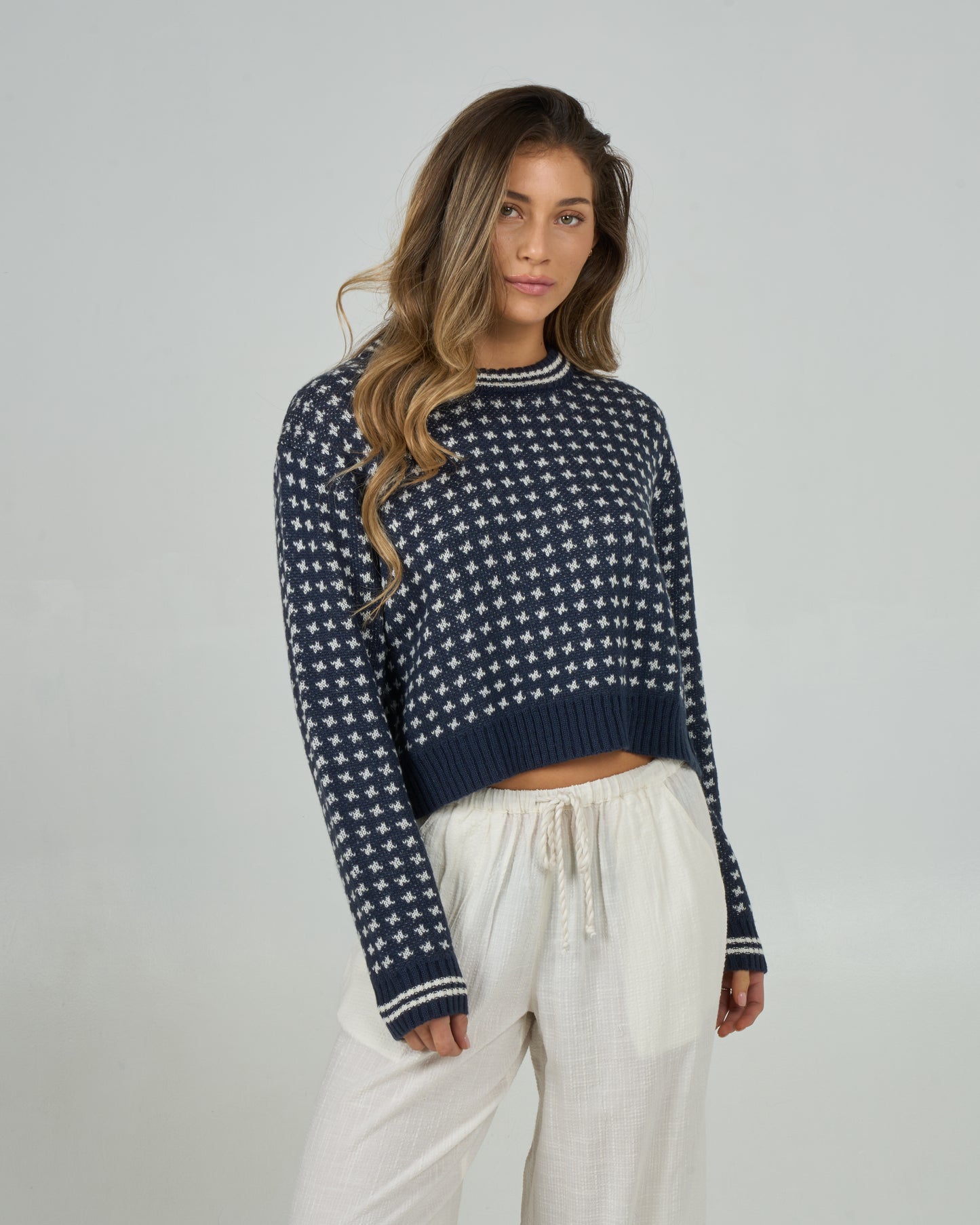 Front view of the Starlight Sweater - Dark Navy. 