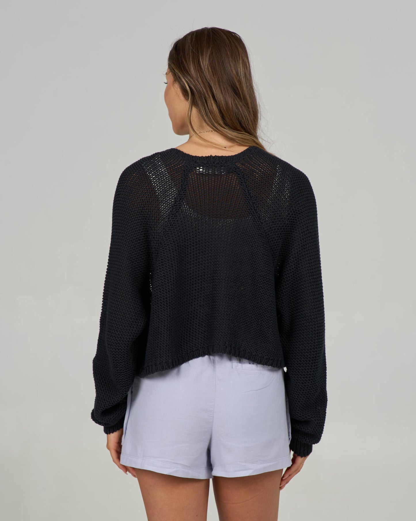 Back view of the Navigator Cardigan - Black. 