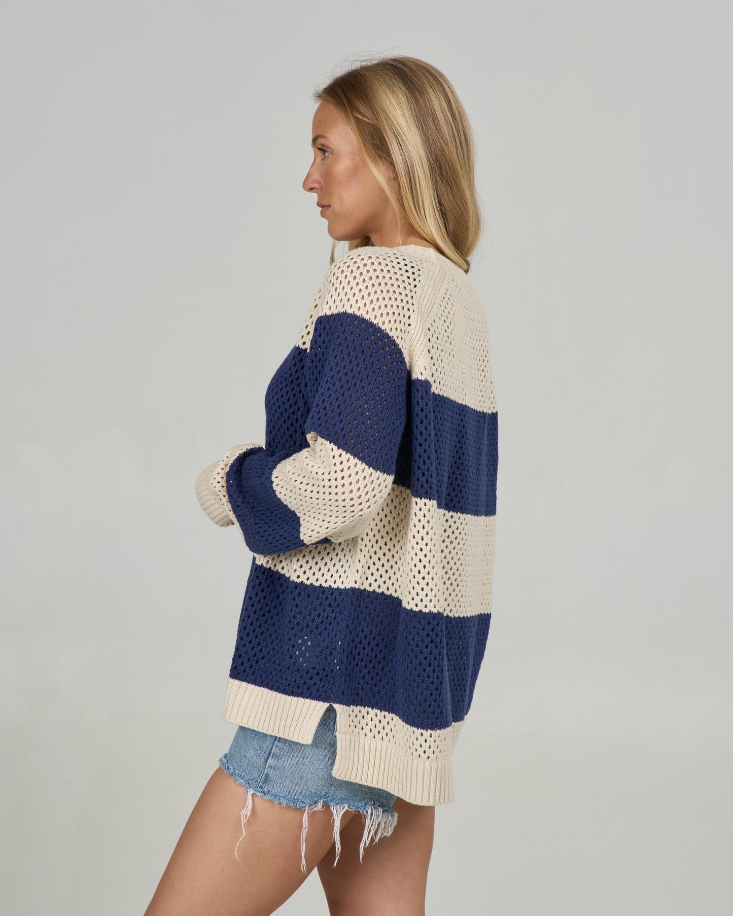 Profile view of the Signal Crew - Bright Navy. 