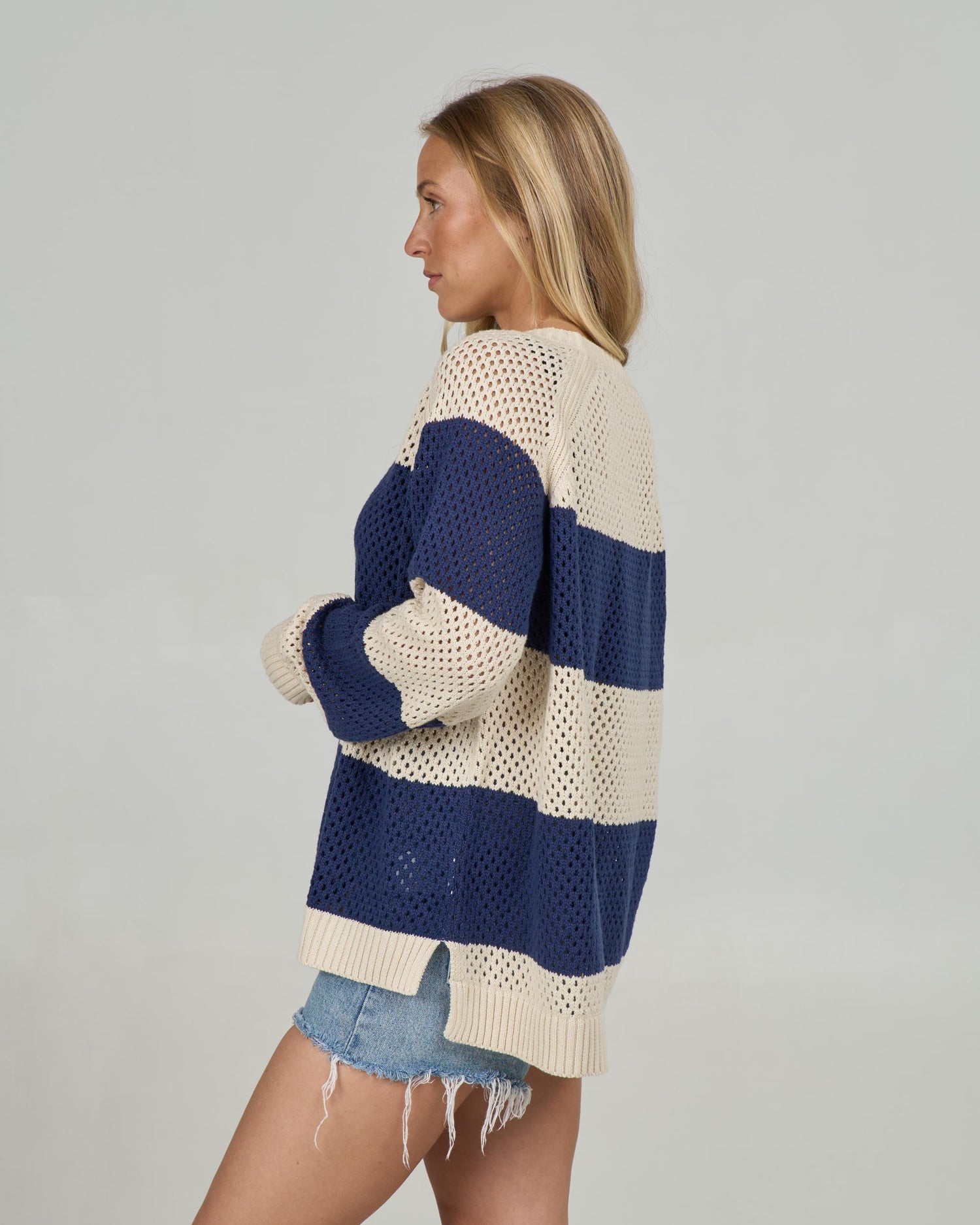 Profile view of the Signal Crew - Bright Navy. 