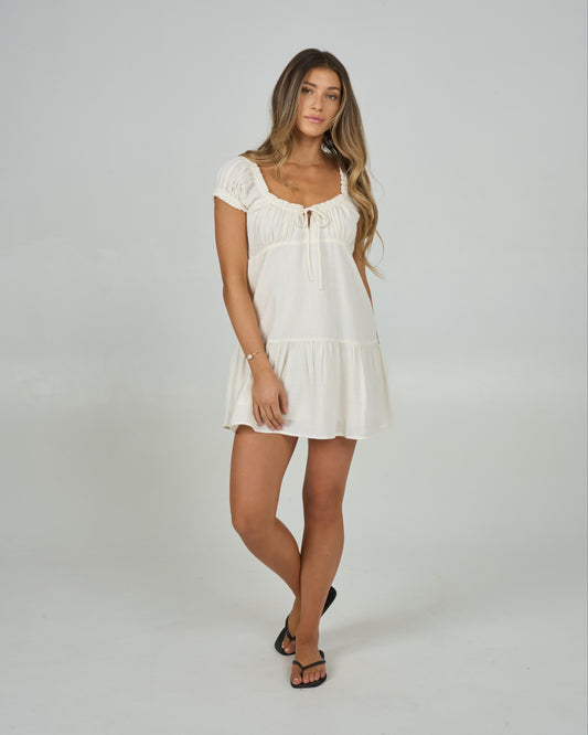 Front view of the Coastal Dress - Off White. 