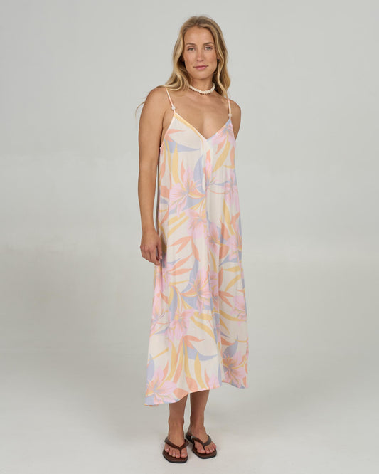 Front view of the Dreamland Midi Dress - Off White. 