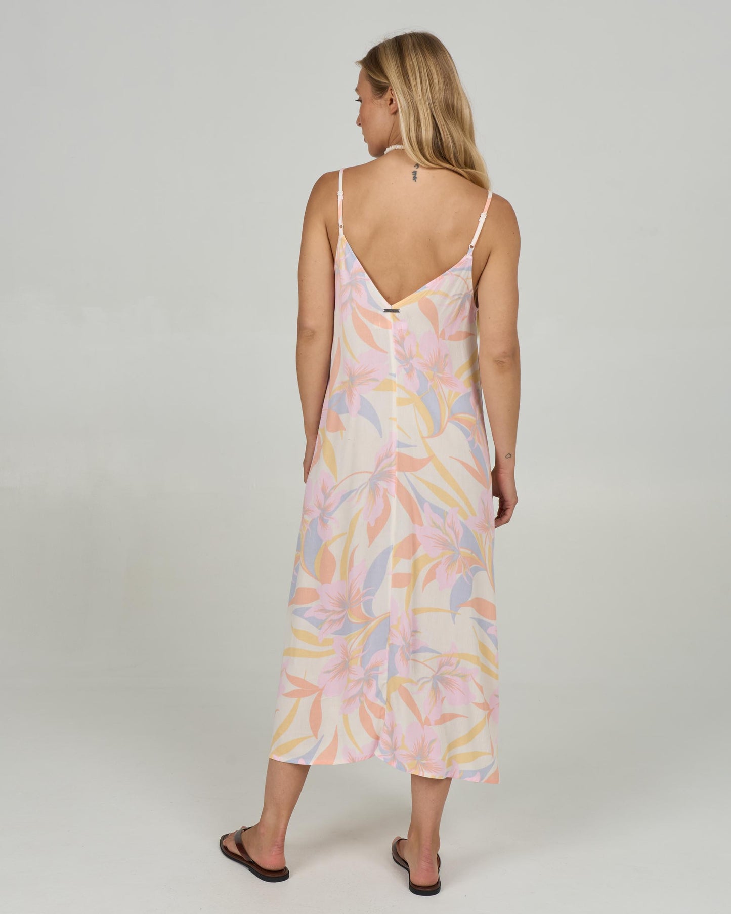 Back view of the Dreamland Midi Dress - Off White. 