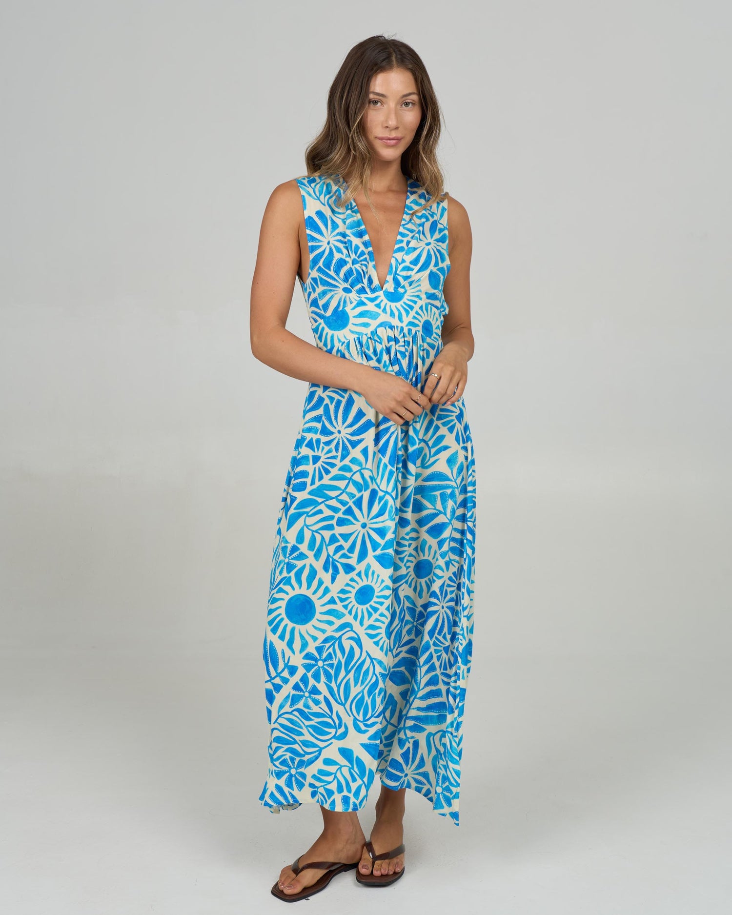 Front view of the Windward Maxi Dress - Bold Blue. 