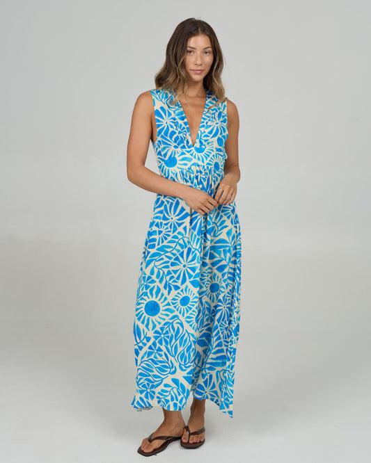 Front view of the Windward Maxi Dress - Bold Blue. 