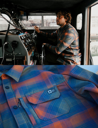 Shot of Salty Crew flannels 