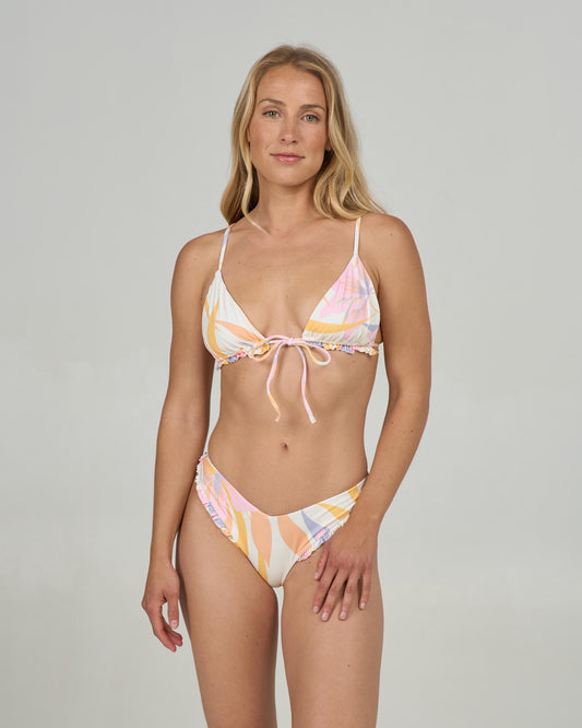 Front view of the Bloomed Tri Top - Off White. 