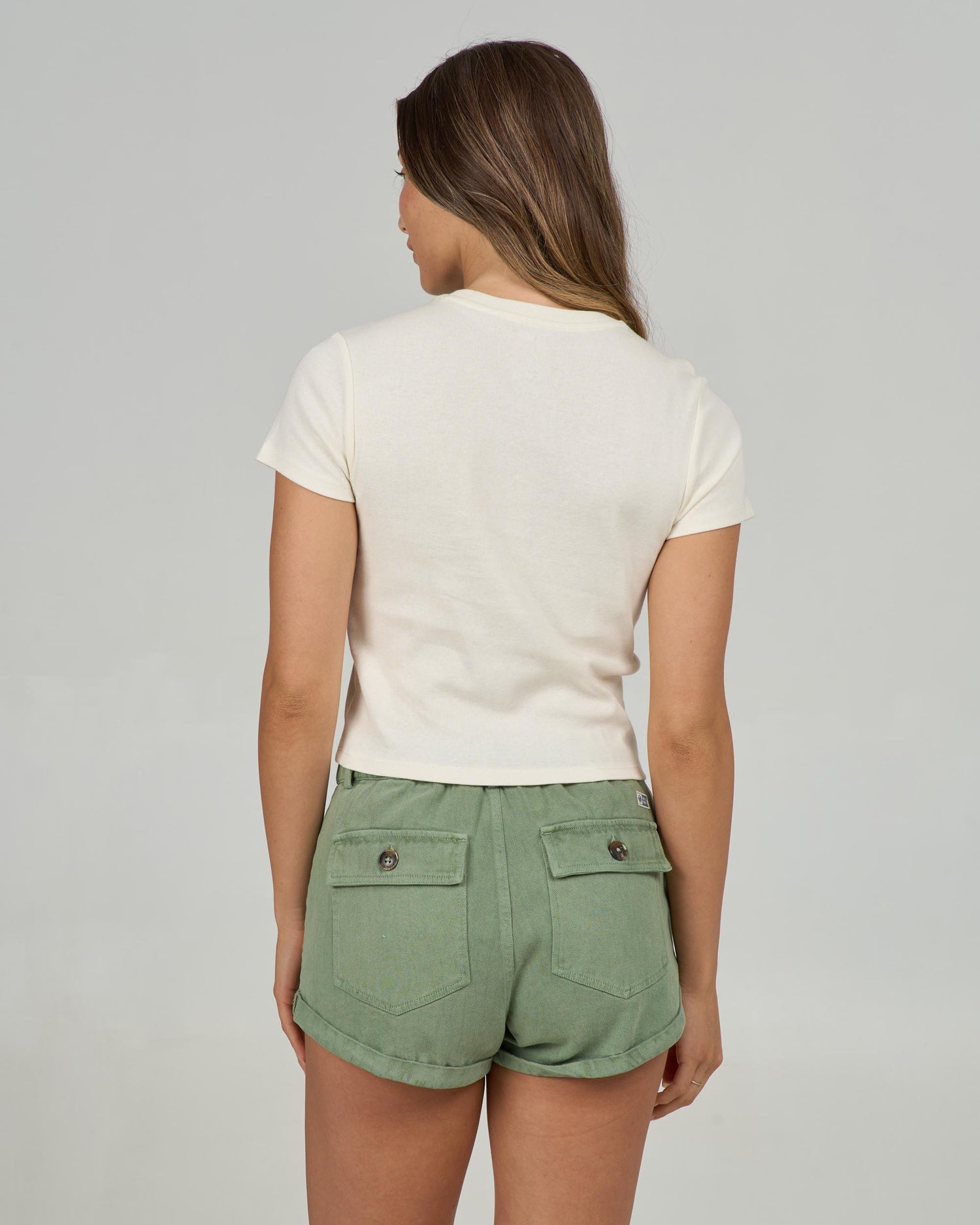 Back view of the Keyhole Baby Tee - Off White. 