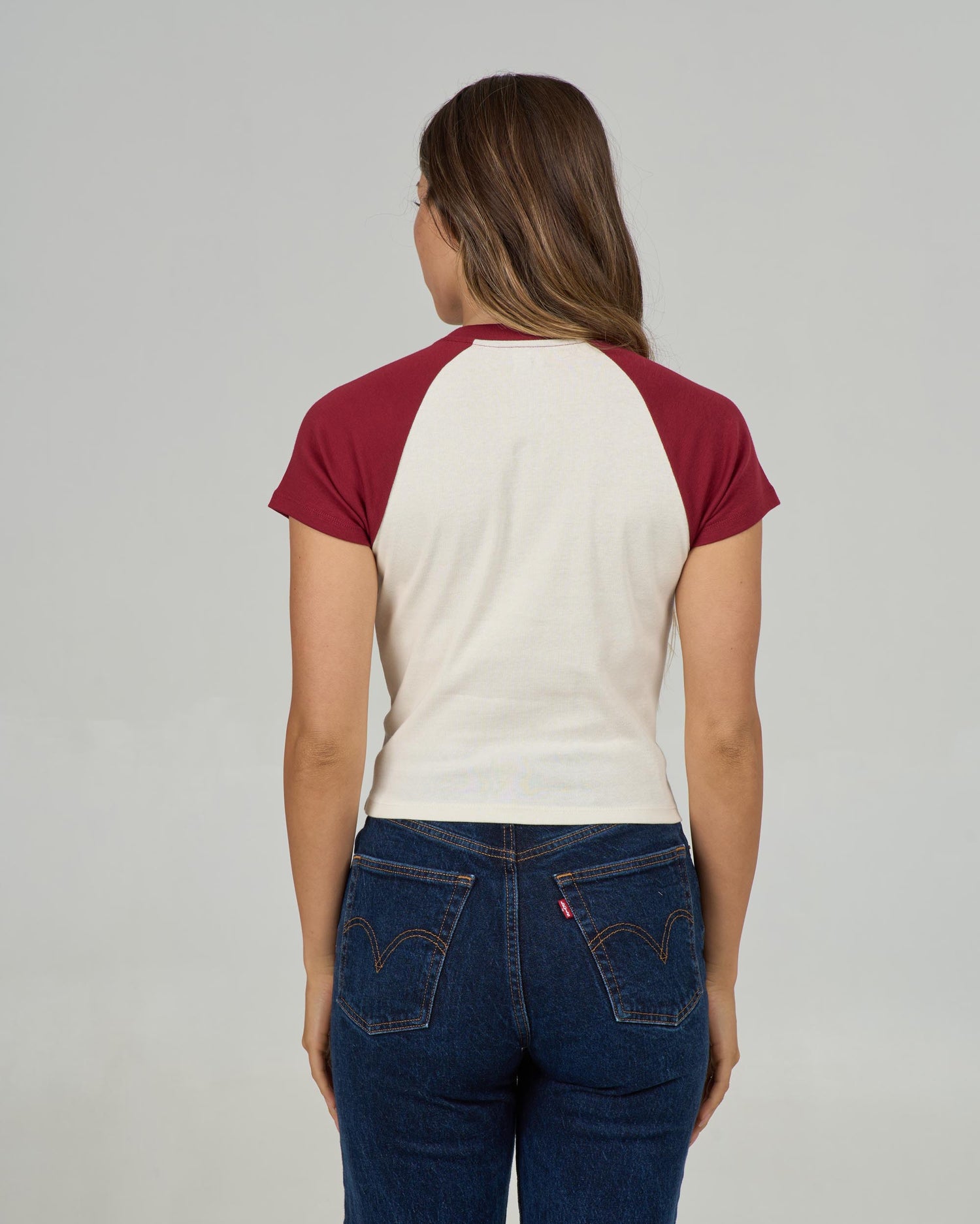 Back view of the Sailor Delight Raglan Tee - Plum. 