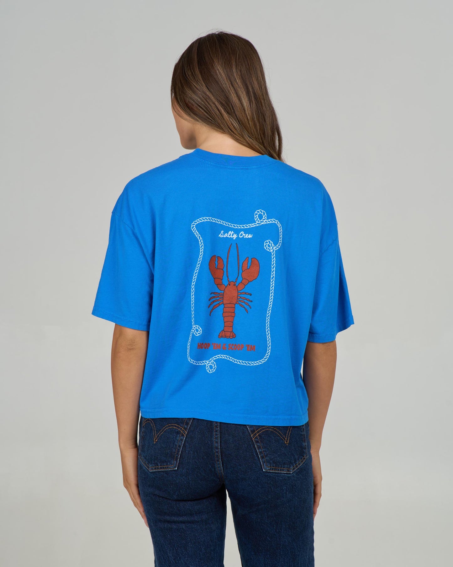 Back view of the Shellbrate Skimmer Tee - Bold Blue. 