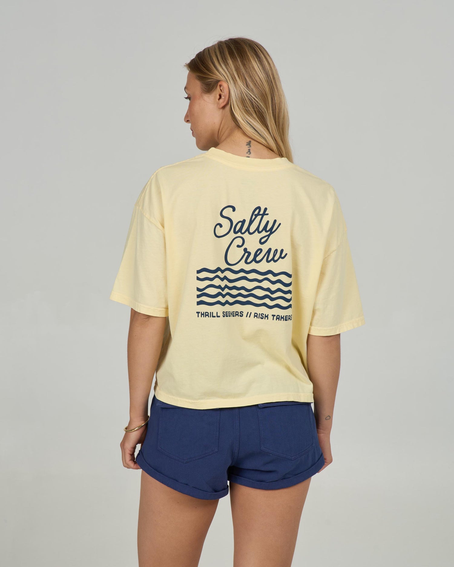 Back view of the Salty Skimmer Tee - Sunshine.