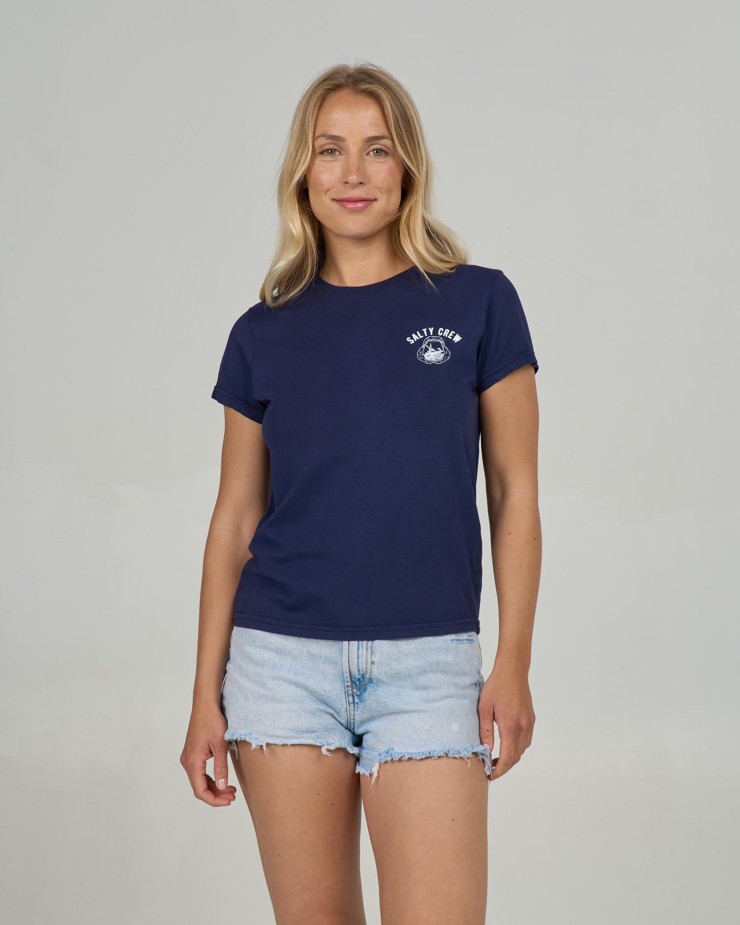 Front view of the Jawbone Modern Tee - Bright Navy. 