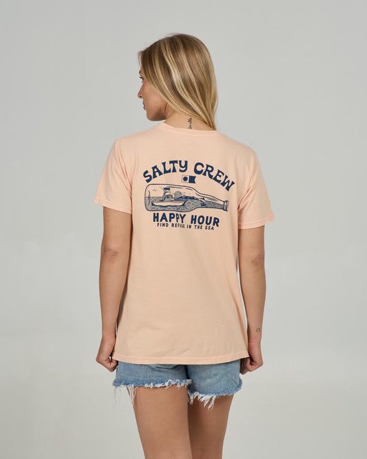 Back view of the Happy Hour B.F. Tee - Apricot. 