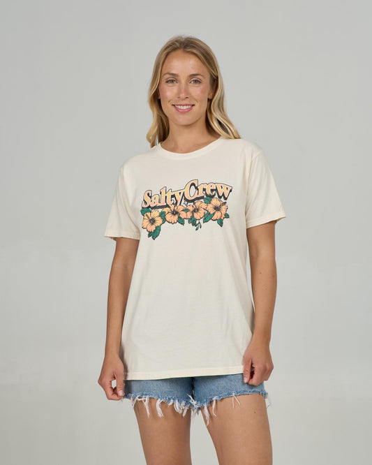 Front view of the Vacation Boyfriend Tee - Off White. 