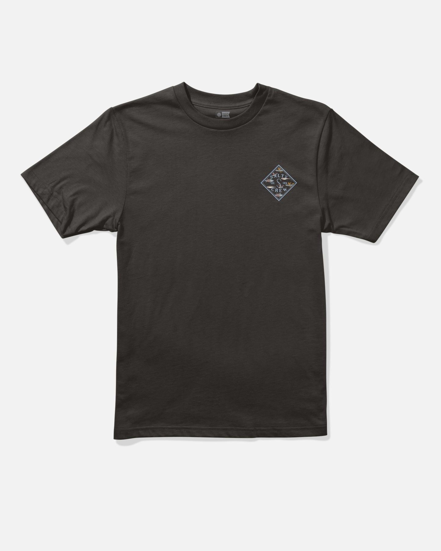 Front view of the Tippet Fill Boys Tee - Black. 