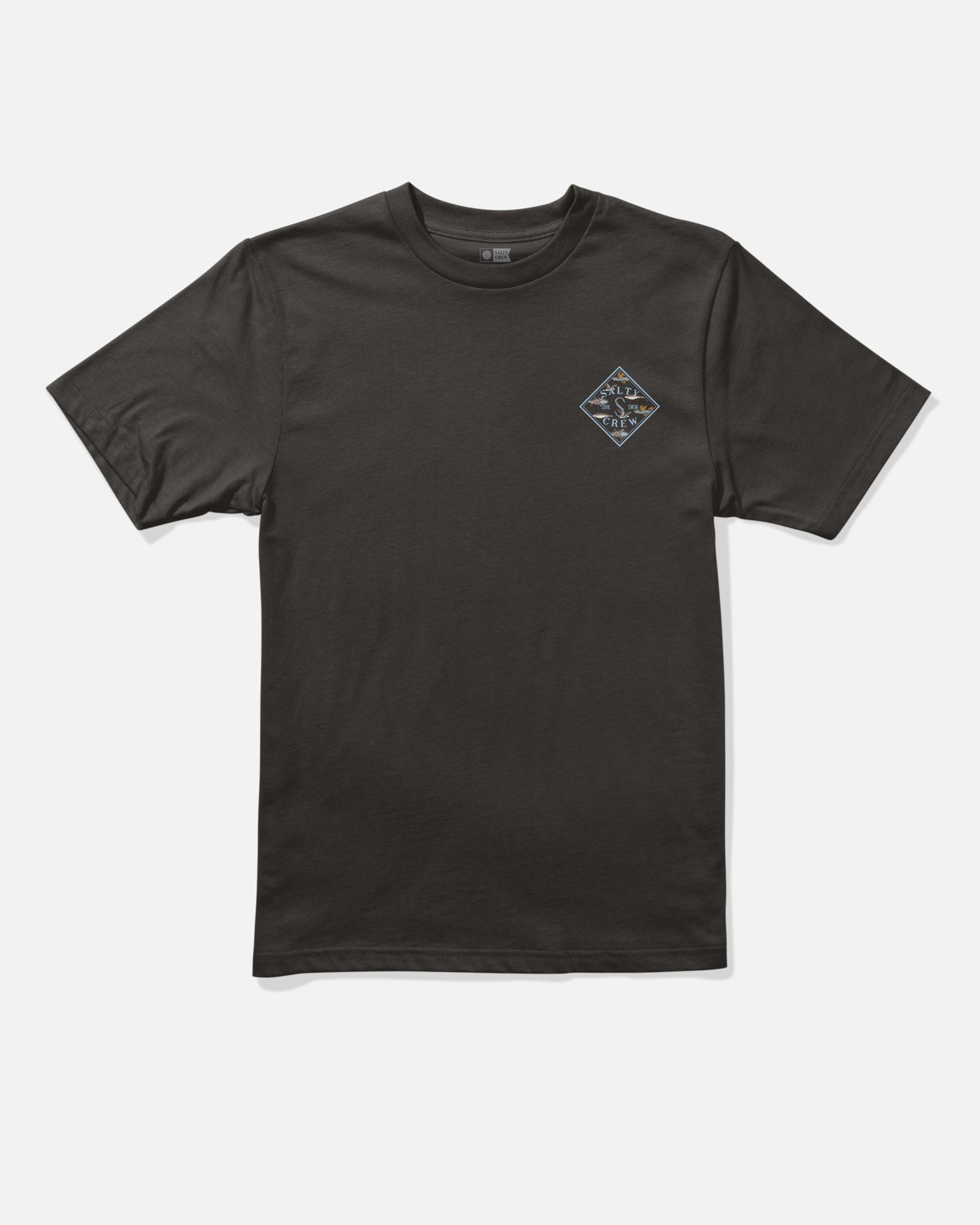 Front view of the Tippet Fill Boys Tee - Black. 