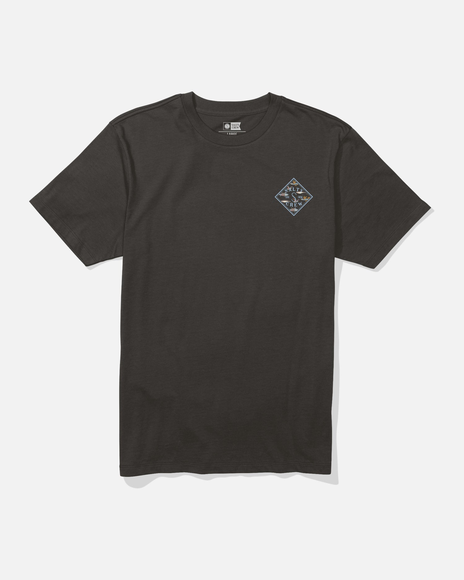 Front view of the Tippet Fill Crew Tee - Black. 
