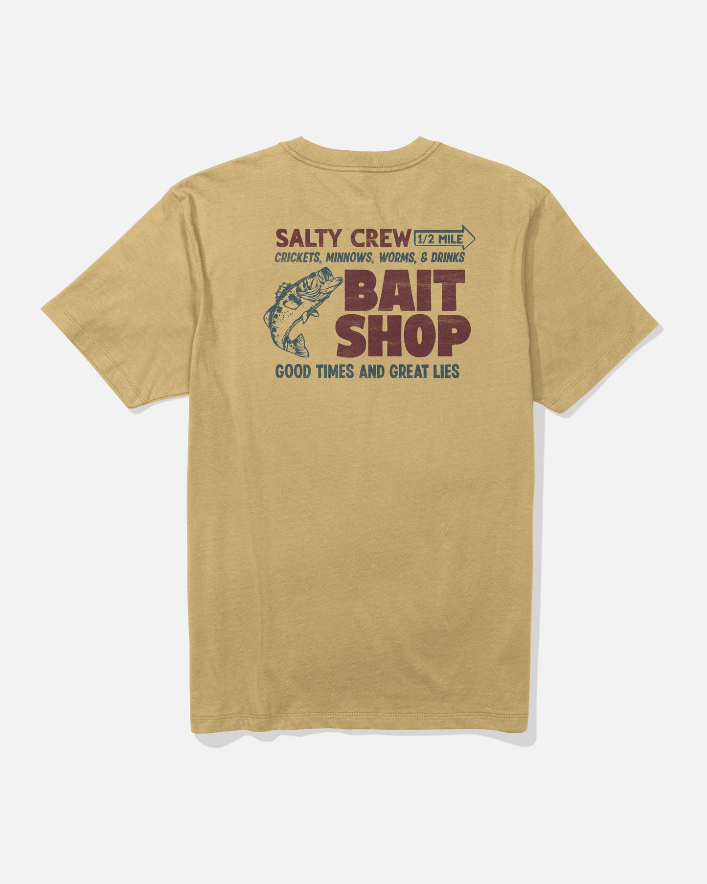 Back view of the Bait Shop Tee - Mineral Yellow. 