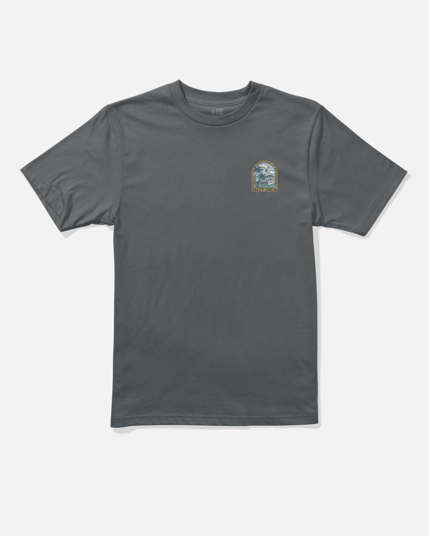 Front view of the Archway Boys Tee - Charcoal. 
