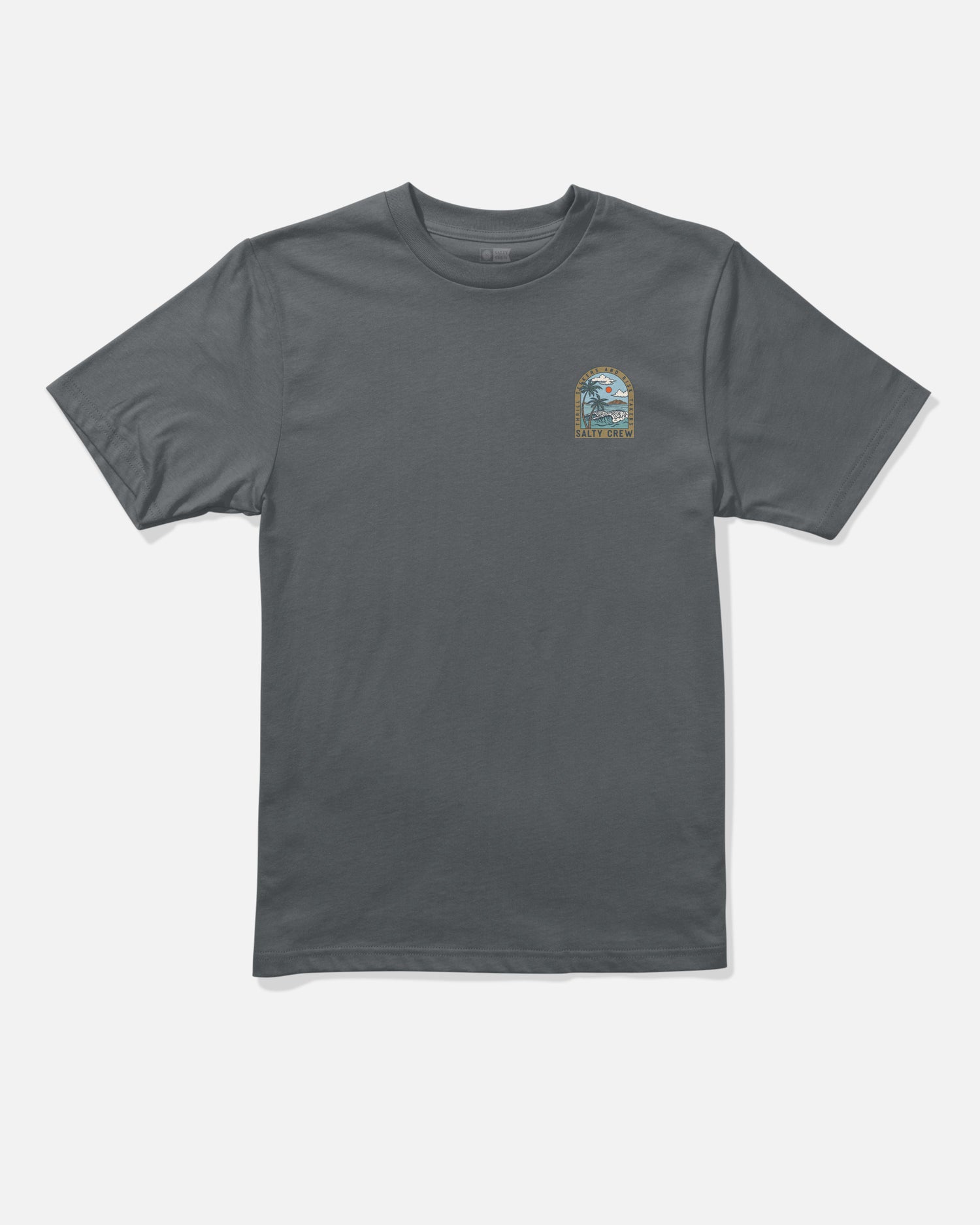 Front view of the Archway Boys Tee - Charcoal. 