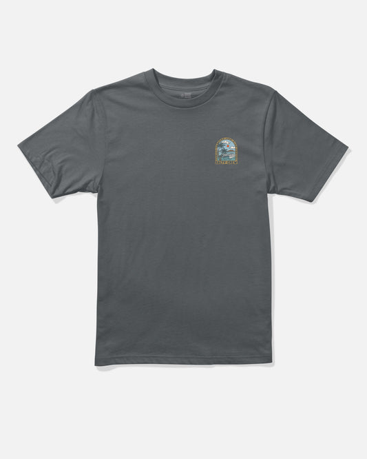 Front view of the Archway Boys Tee - Charcoal. 