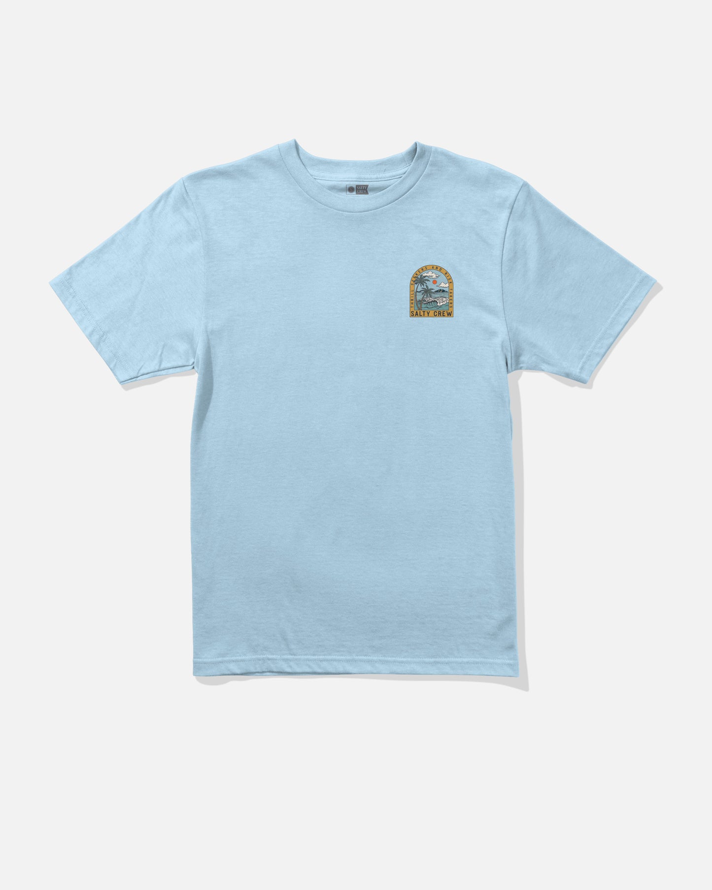 Front view of the Archway Boys Tee - Clear Sky. 
