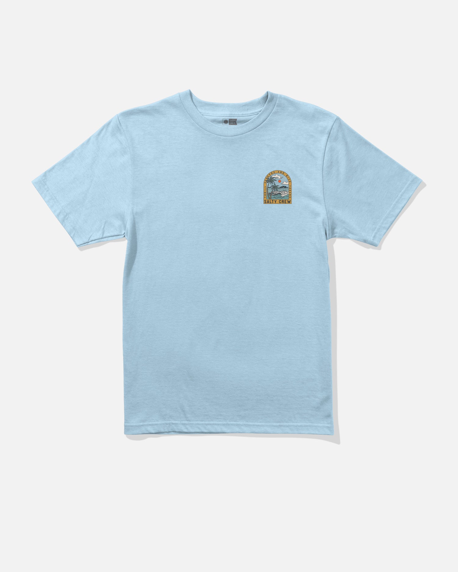 Front view of the Archway Boys Tee - Clear Sky. 