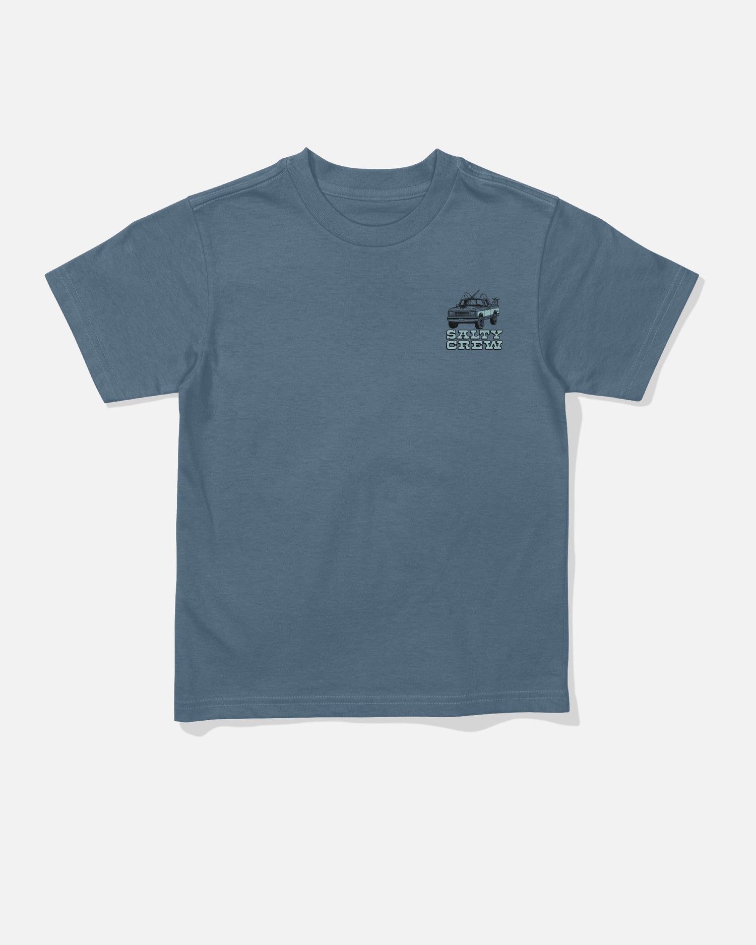 Front view of the Truck Stop Toddler Tee - Slate. 