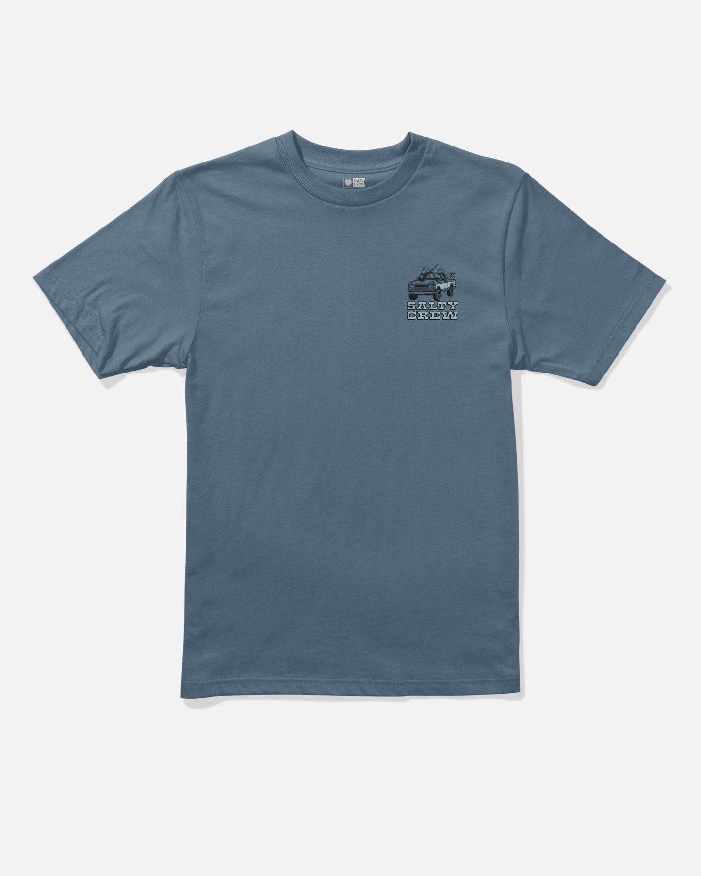 Front view of the Truck Stop Boys Tee - Slate. 