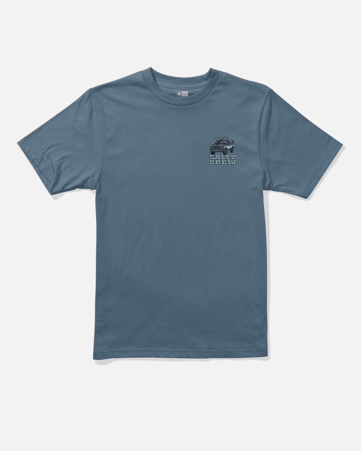 Front view of the Truck Stop Boys Tee - Slate. 